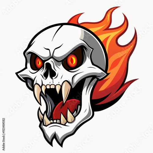 skull with a tattoo on a white background silhouette vector illustration