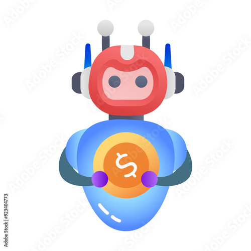 A flat style icon of trading robot  