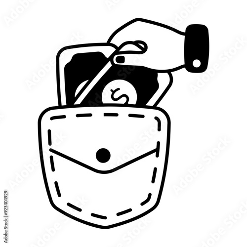 Pocket money icon designed in glyph style 