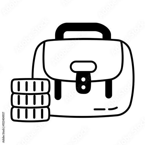 A glyph icon of money bag 