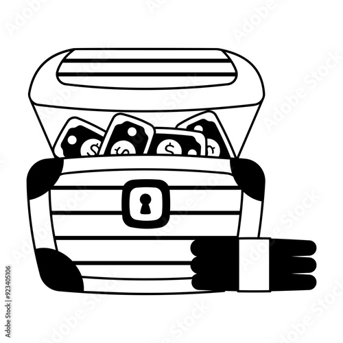 A glyph style icon of wealth chest 