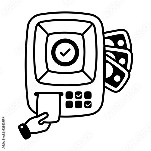 A glyph style icon of atm withdrawal