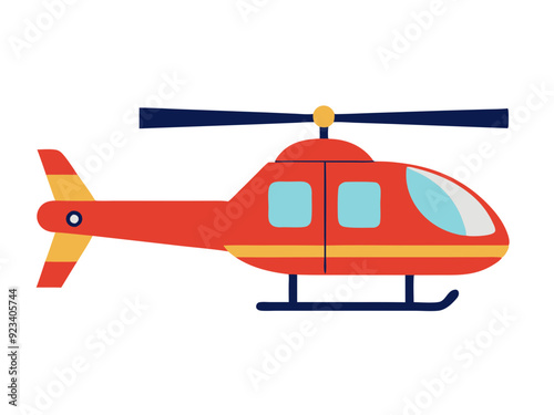 Red Helicopter Vector Illustration for Aviation Websites Children’s Educational Materials Marketing