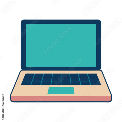Vector Illustration of Open Laptop Computer  Portable Device for Technology and Education