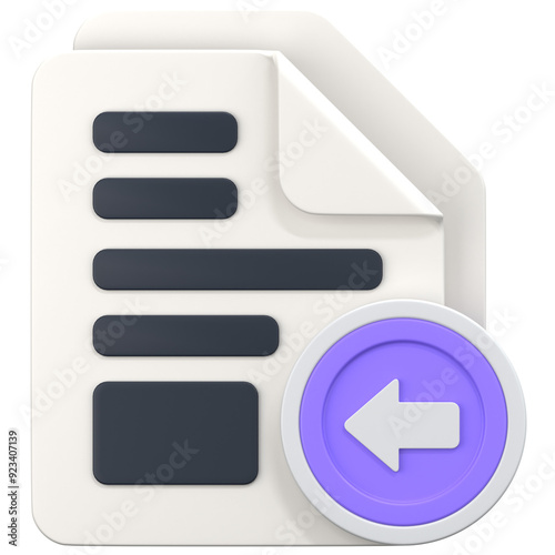 White File with import sign 3D Icon Illustration. Low Poly Style