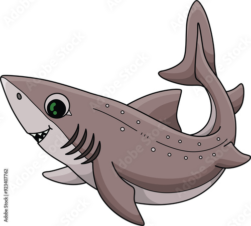 Spiny Dogfish Shark Cartoon Colored Clipart 
