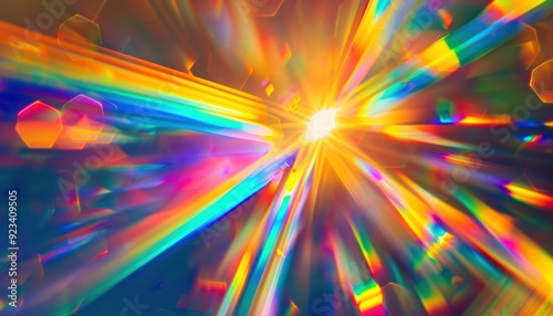 Colorful light rays creating patterns in a kaleidoscopic display