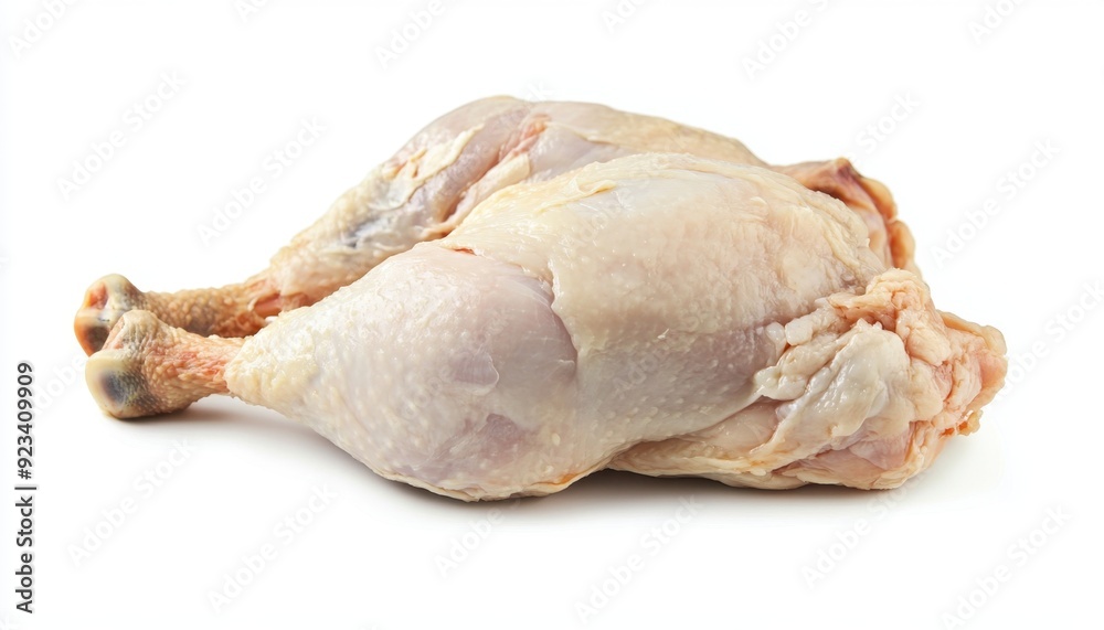 Raw chicken legs on a white background ready for cooking Raw chicken legs on a white background ready for cooking