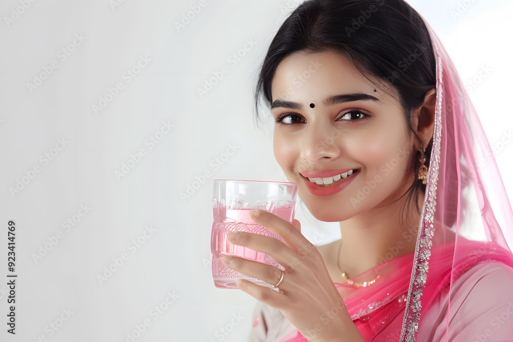 Indian Woman drinking tap water from glass isolated on white Indian Woman drinking tap water from glass isolated on white