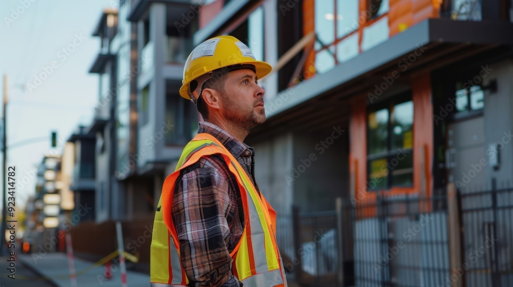 The construction worker inspecting site The construction worker inspecting site