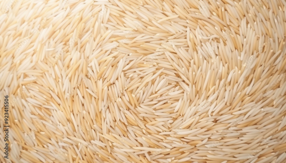 Close-up of uncooked rice grains arranged in a circular pattern on a surface Close-up of uncooked rice grains arranged in a circular pattern on a surface