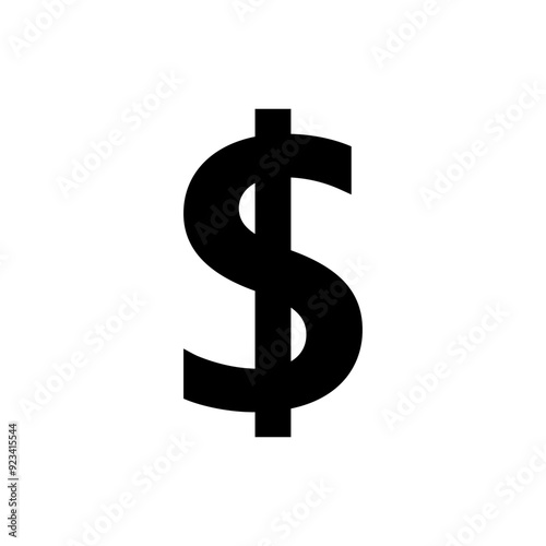 $ US dollar icon isolated on white background. USD sign symbol