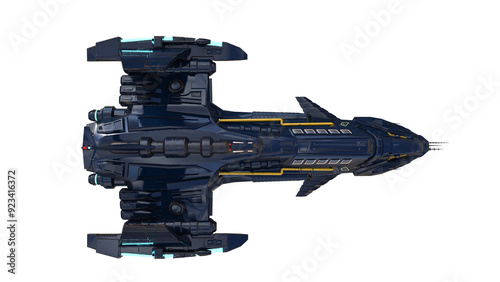 Foto Top view of large science fiction fantasy space ship