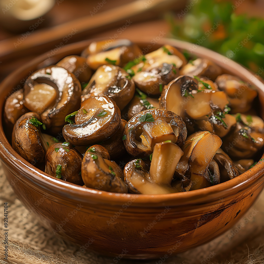 Fototapeta premium Button Mushrooms Ready to Eat