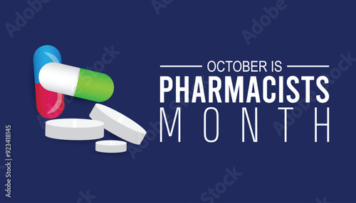 National Pharmacists month is observed every year on October. Holiday concept background, placard, banner design template Vector illustration background design.