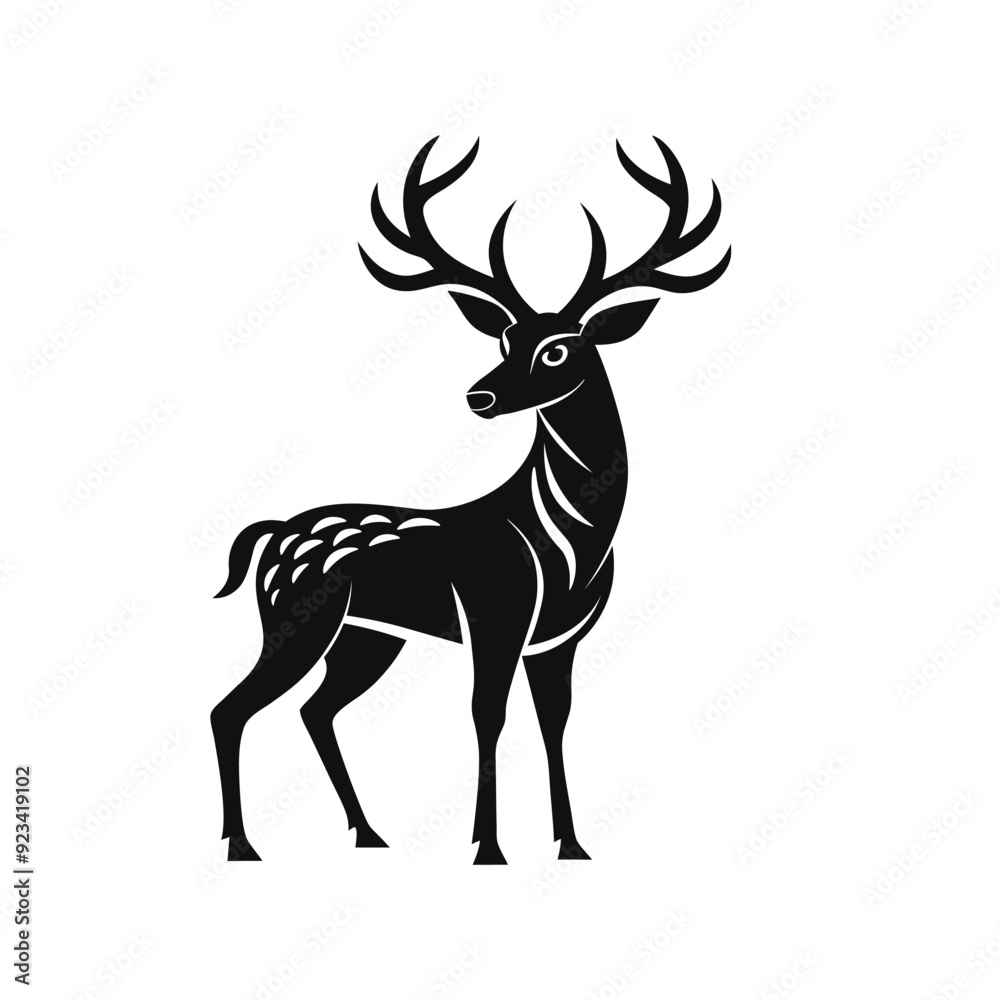 Obraz premium Deer vector art silhouette illustration.