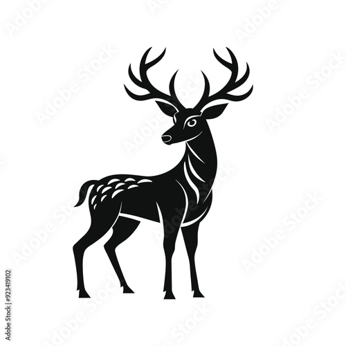 Deer vector art silhouette illustration.