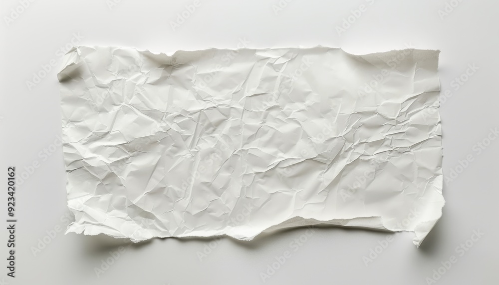 Crumpled white paper resting on a flat surface in natural light Crumpled white paper resting on a flat surface in natural light