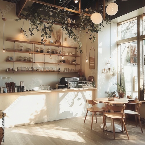 interior, korea cafe, instagram style, ivory color, for magazine
