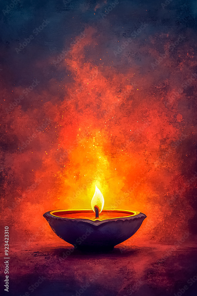 poster, card with place for text and dia lamp for Diwali. Victory of light over darkness. Hindu holiday. Copy space poster, card with place for text and dia lamp for Diwali. Victory of light over darkness. Hindu holiday. Copy space