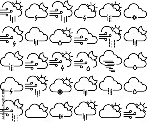 Set Of Smart Weather Icons Web Header Banner Design Containing Moon,Sun,Cloud,Weather,Wind Infographic Simple Vector Illustration Logo