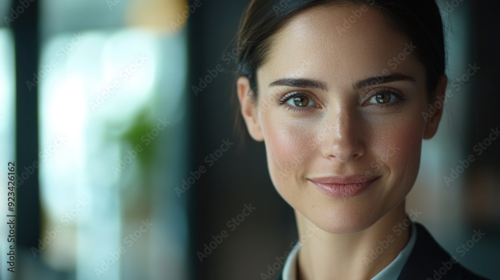 Professional Woman Portrait with Blurred Bokeh Background