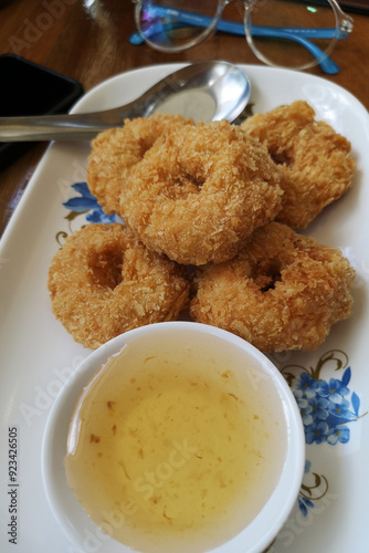 Shrimp Fritters on a plate, a dish for Chinese New Year