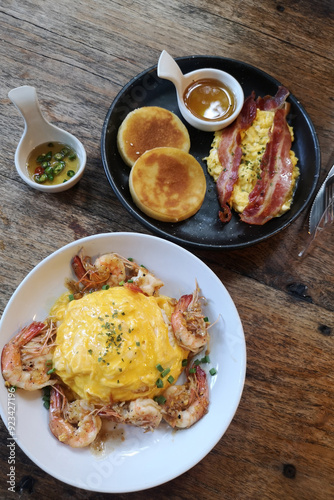 Shrimp Omelet on a Rice a delicious and healthy meal