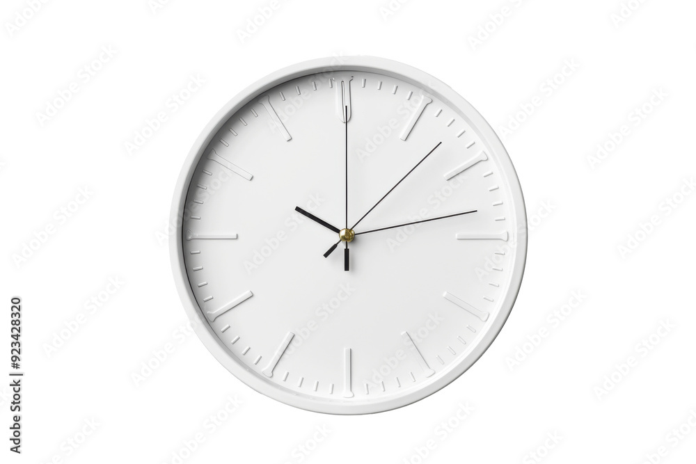 modern white wall clock , isolated on white background modern white wall clock , isolated on white background