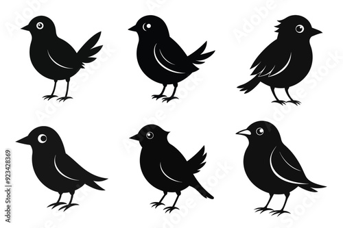 Bird silhouette vector art illustration set