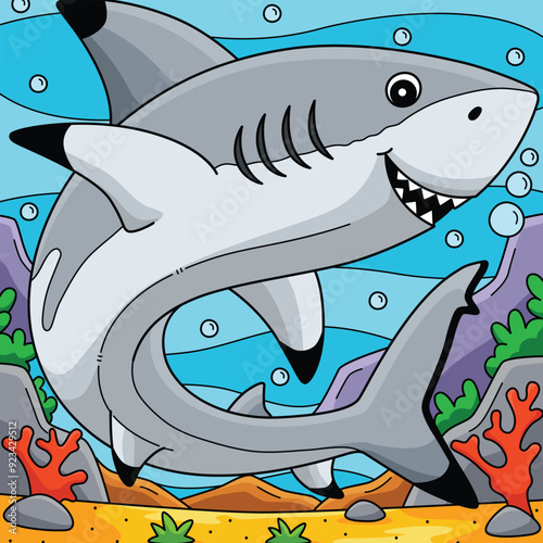 Blacktip Shark Colored Cartoon Illustration photo