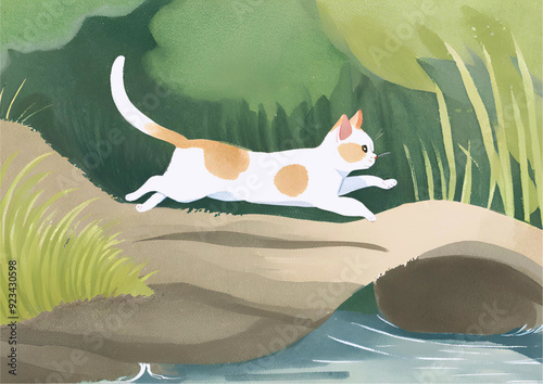 cat and river