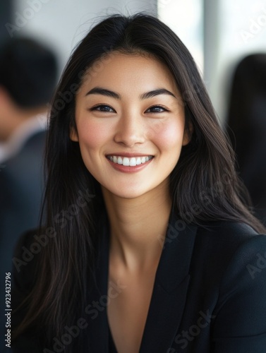 Successful Asian Businesswoman Smiling in a Modern Office