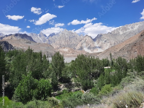 Beautiful view of the Passu Cones. The Passu Cones are a mountain range in Gilgit Baltistan, Pakistan. They are called Passu Cones because of their conical shape.