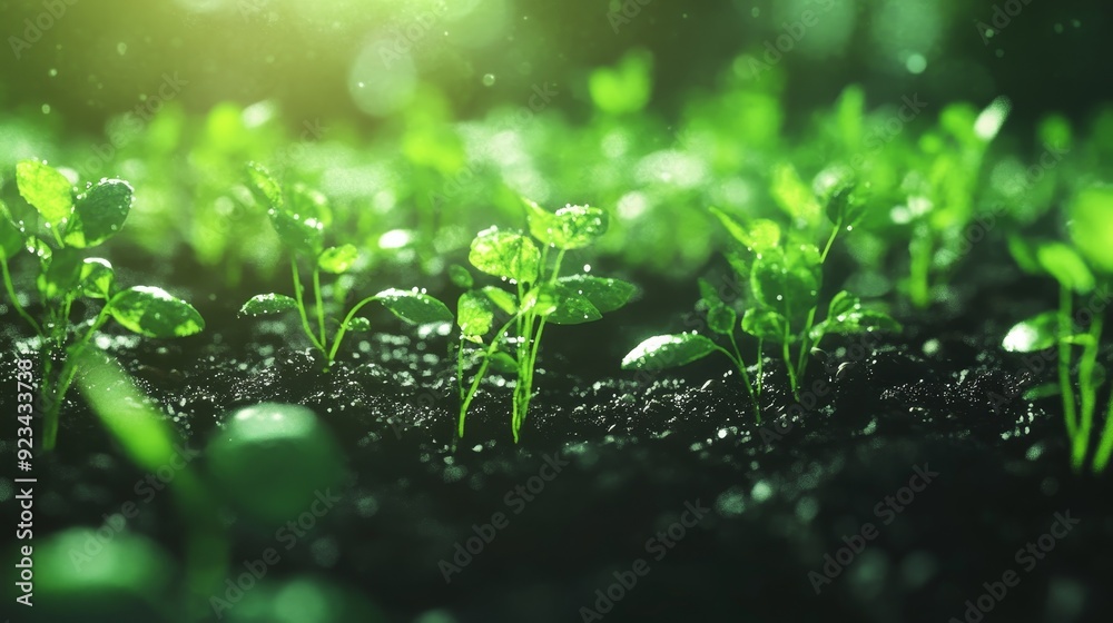A close-up of vibrant green seedlings pushing through dark, fertile soil, symbolizing new beginnings, growth, and the power of nature. A close-up of vibrant green seedlings pushing through dark, fertile soil, symbolizing new beginnings, growth, and the power of nature.
