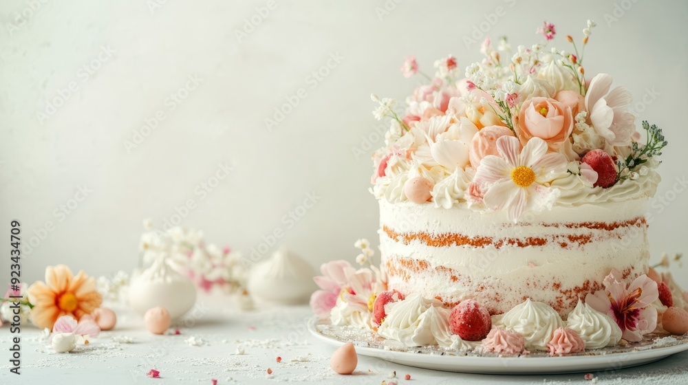 Delicious Cake on a White Background, Perfect for Baking and Food Presentation Generative AI