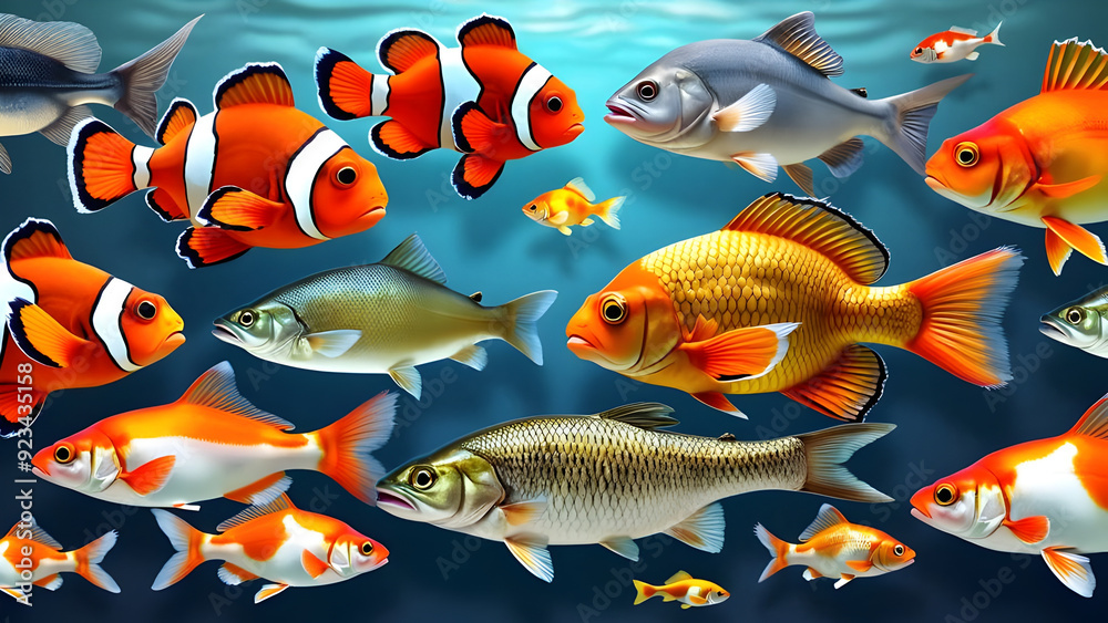 Beautiful, Vibrant, and Colorful Fish Variety Collection - Diverse and ...