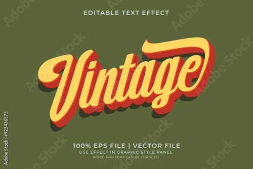 Vintage Retro Text effect editable vector