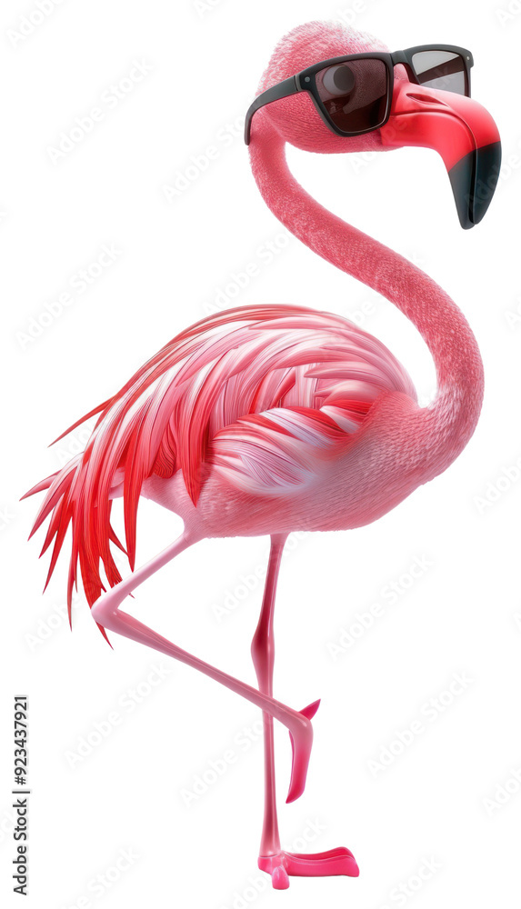 Obraz premium PNG Stylish flamingo wearing cool sunglasses