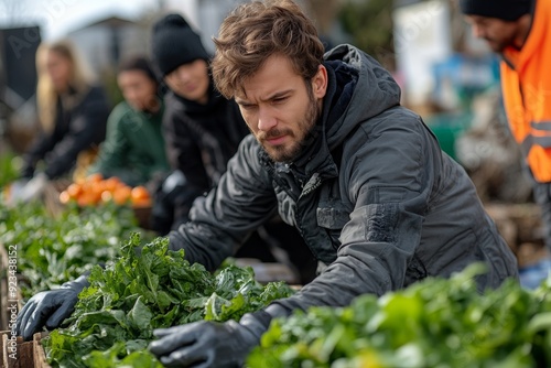 Wallpaper Mural A diverse group of volunteers engaging in a community service project. Generative AI Torontodigital.ca