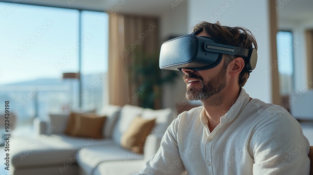 man wearing VR in home, VR future, Virtual Property Tours