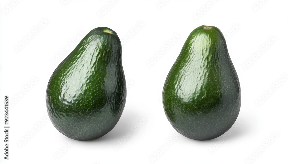 Fresh avocados placed side by side on a white background Fresh avocados placed side by side on a white background