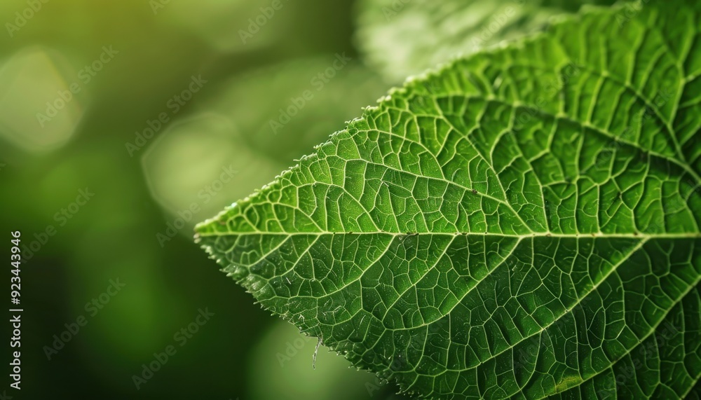 Close-up of a green leaf displaying intricate texture in natural light Close-up of a green leaf displaying intricate texture in natural light