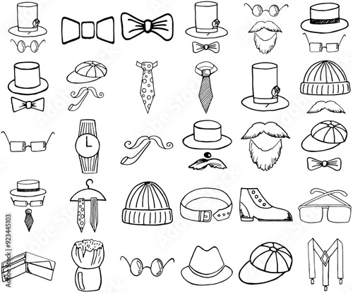 A Collection Of For Men Icons Collection Isolated Silhouette Solid Icons Including Mens-Accessories,Masculinity,Mens-Clothing,Man Stroke Icon Collection. Vector Illustration