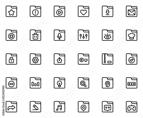 Mega Set Of Vector Folders Icons Web Header Banner Design Containing Document,Archive,File,Folder,Delete Outline Icons Collection. Simple Vector Illustration