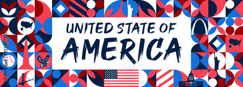 Happy Independence day sign with stars, petards and american flag