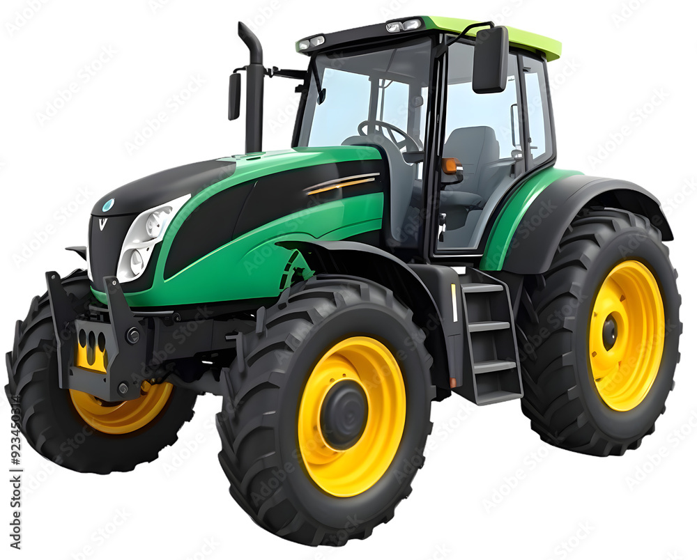 green tractor isolated on transparent background. green tractor isolated on transparent background.