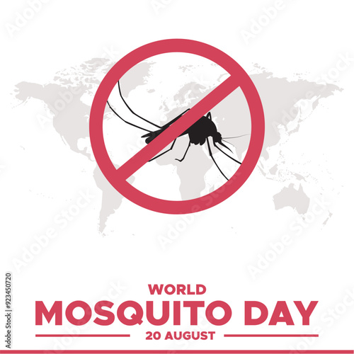 World Mosquito Day, 20 August, Mosquito Day Greeting Card, editable template, World Mosquito Day stock illustration, eps file.