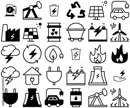 A Collection Of Energy Icons Web Header Banner Design Containing Eco,Lightning,Renewable,Power,Energy Pictograms And Infographics Design Elements Vector Illustration