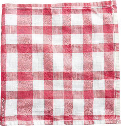 A white and red striped kitchen towel folded neatly.